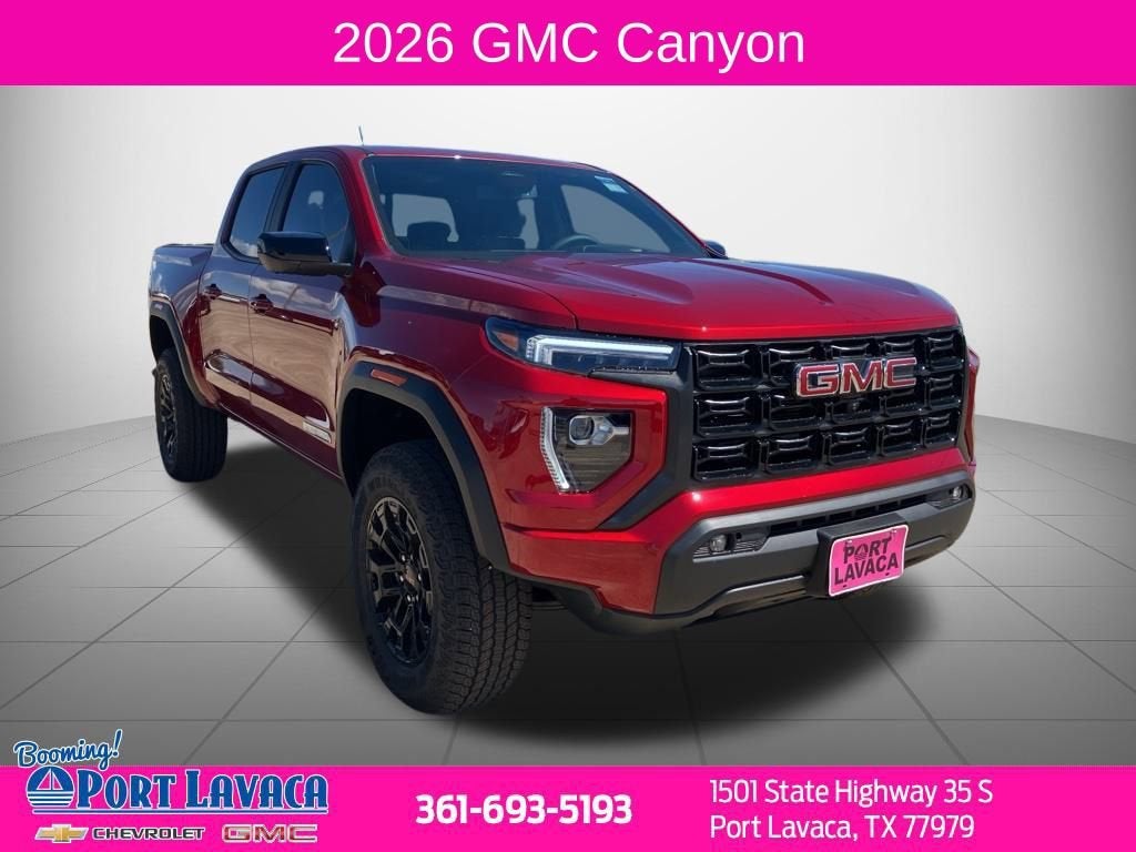 2026 GMC Canyon Elevation in Volcanic Red Tintcoat — front three-quarter view