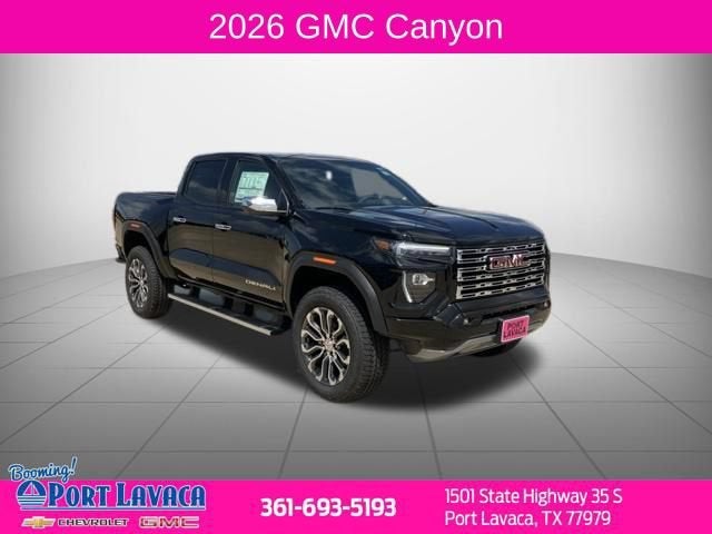 2026 GMC Canyon Denali in Onyx Black — front three-quarter view