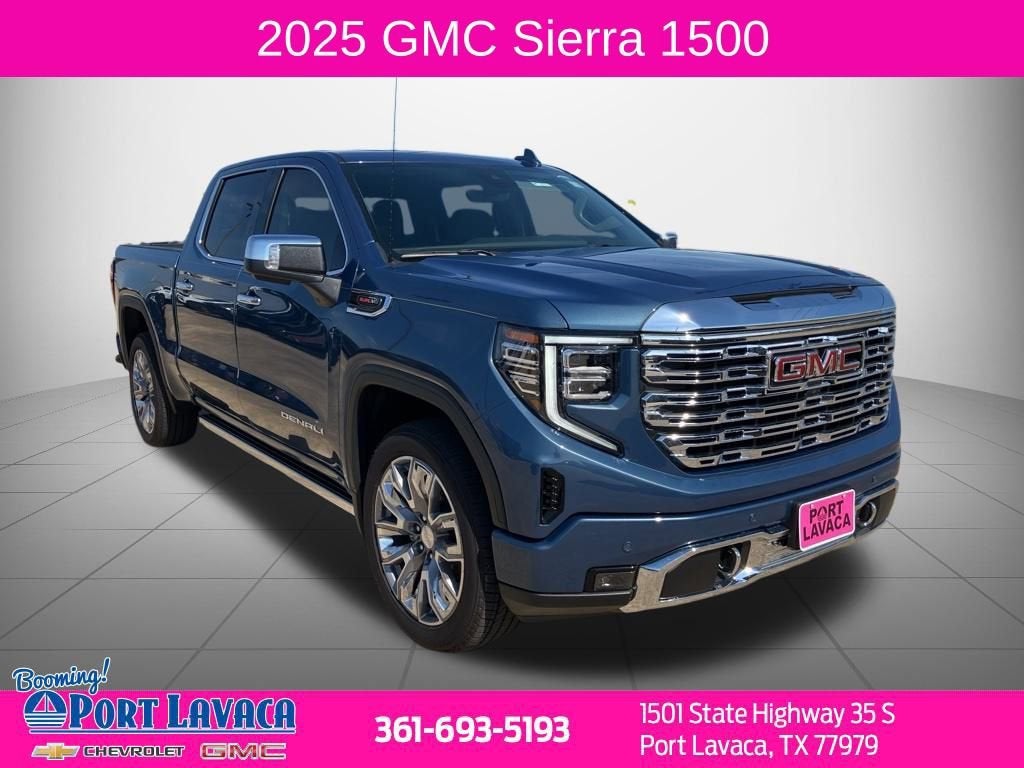 2025 GMC Sierra 1500 Denali in Downpour Metallic — front three-quarter view