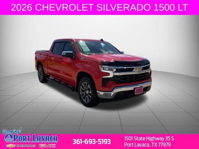 2026 Chevrolet Silverado 1500 LT in Red Hot — front three-quarter view