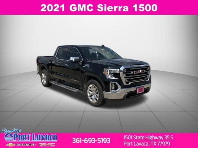 2021 GMC Sierra 1500 SLT in Onyx Black — front three-quarter view